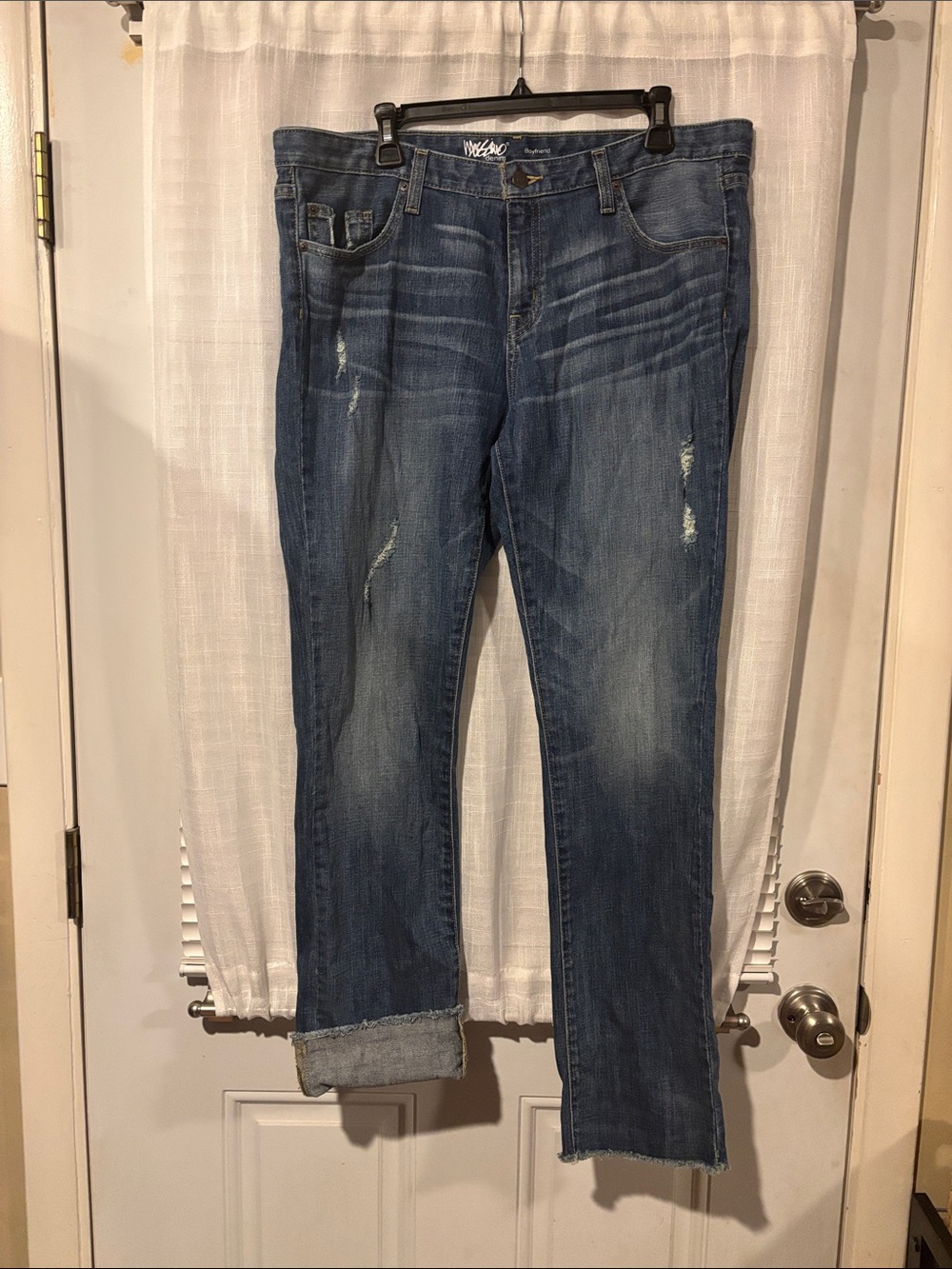 Mossimo Supply Co. Dark Blue Distressed Boyfriend Jeans